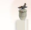 Moderne Grab Urne Sellin: Raku Urne mit Treibholzgriff